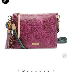 Consuela Fuchsia Embossed Crossbody Bag